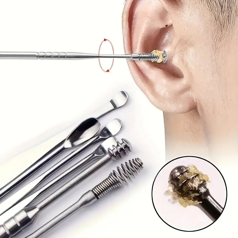 6-in-1 Stainless Steel Ear Wax Cleaner Set - Effectively Remove Ear Wax with Comfortable Ear Picks