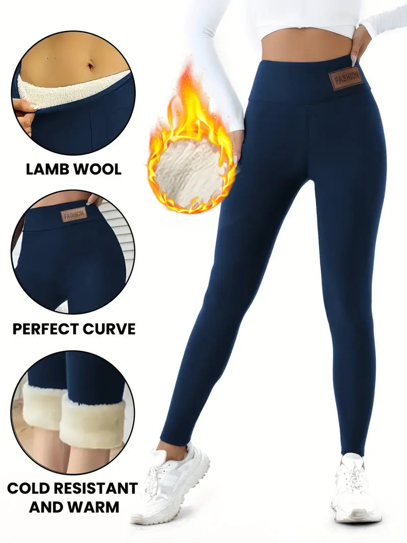 Women's High-Waisted Thermal Leggings with Fleece Lining - Cozy, Stretchy, and Warm for Fall and Winter Workouts