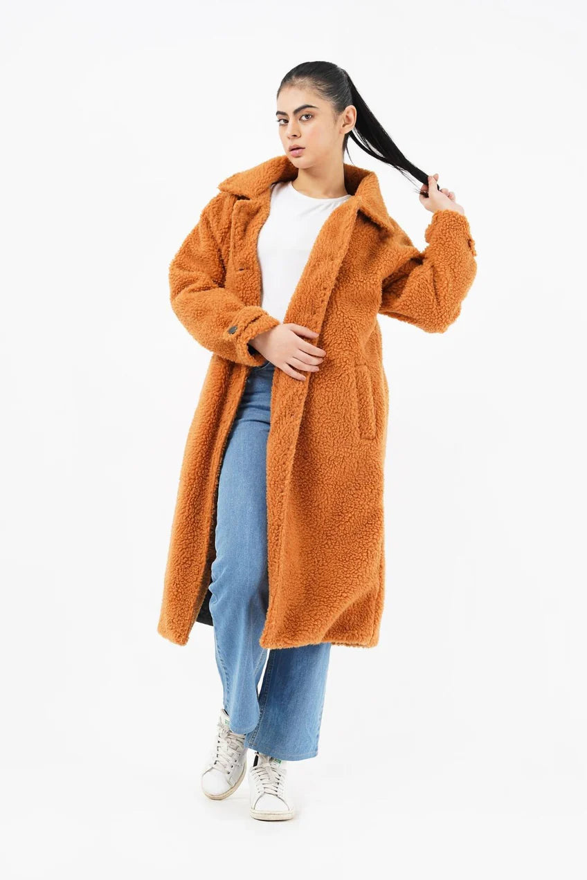 Sherpa Long Coat - Camel
