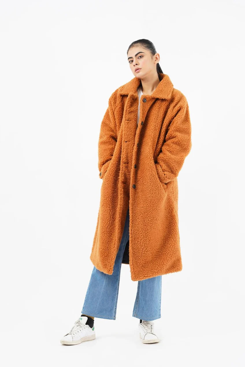 Sherpa Long Coat - Camel