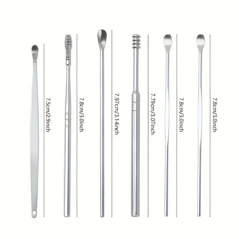 6-in-1 Stainless Steel Ear Wax Cleaner Set - Effectively Remove Ear Wax with Comfortable Ear Picks