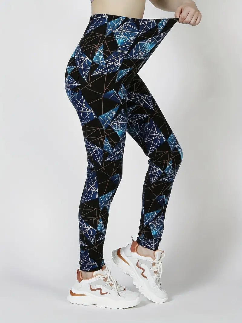 Full Print Skinny Leggings, Casual Elastic Waist Stretchy Leggings, Women's Clothing