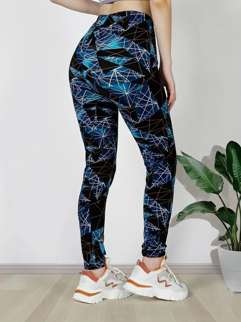 Full Print Skinny Leggings, Casual Elastic Waist Stretchy Leggings, Women's Clothing