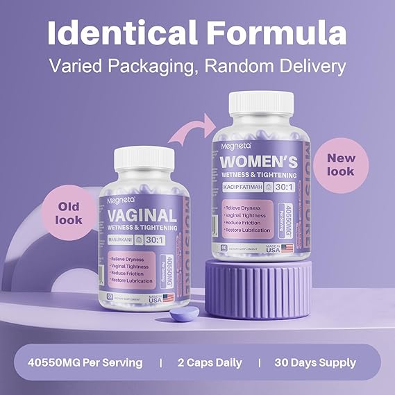 2 Packs Vaginal Tightening Capsules for Women – Kacip Fatimah, Manjakani & Slippery Elm – Support pH Balance, Vaginal Moisture & Elasticity – No Gel or Cream Needed