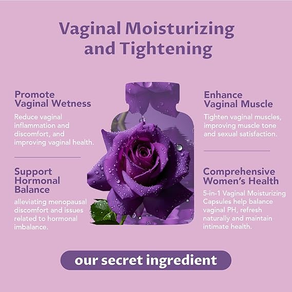 2 Packs Vaginal Tightening Capsules for Women – Kacip Fatimah, Manjakani & Slippery Elm – Support pH Balance, Vaginal Moisture & Elasticity – No Gel or Cream Needed