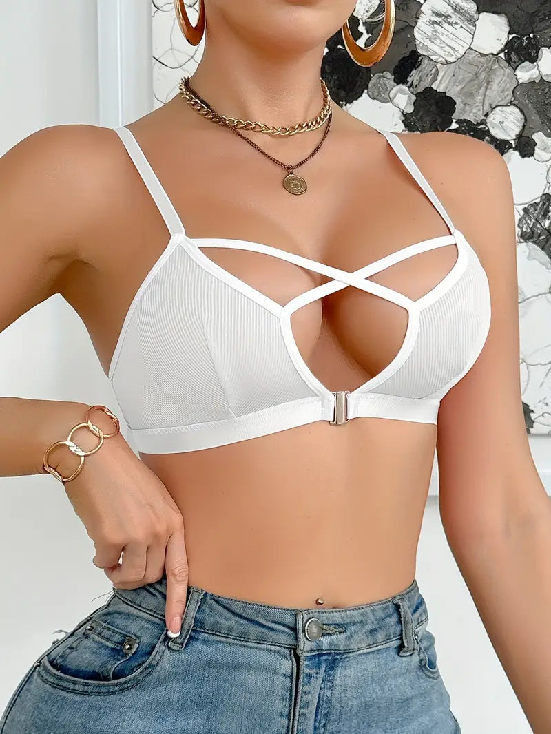 Women'S Sexy Striped Hollow-Out Strapless Bra - No Padding, Light Support,