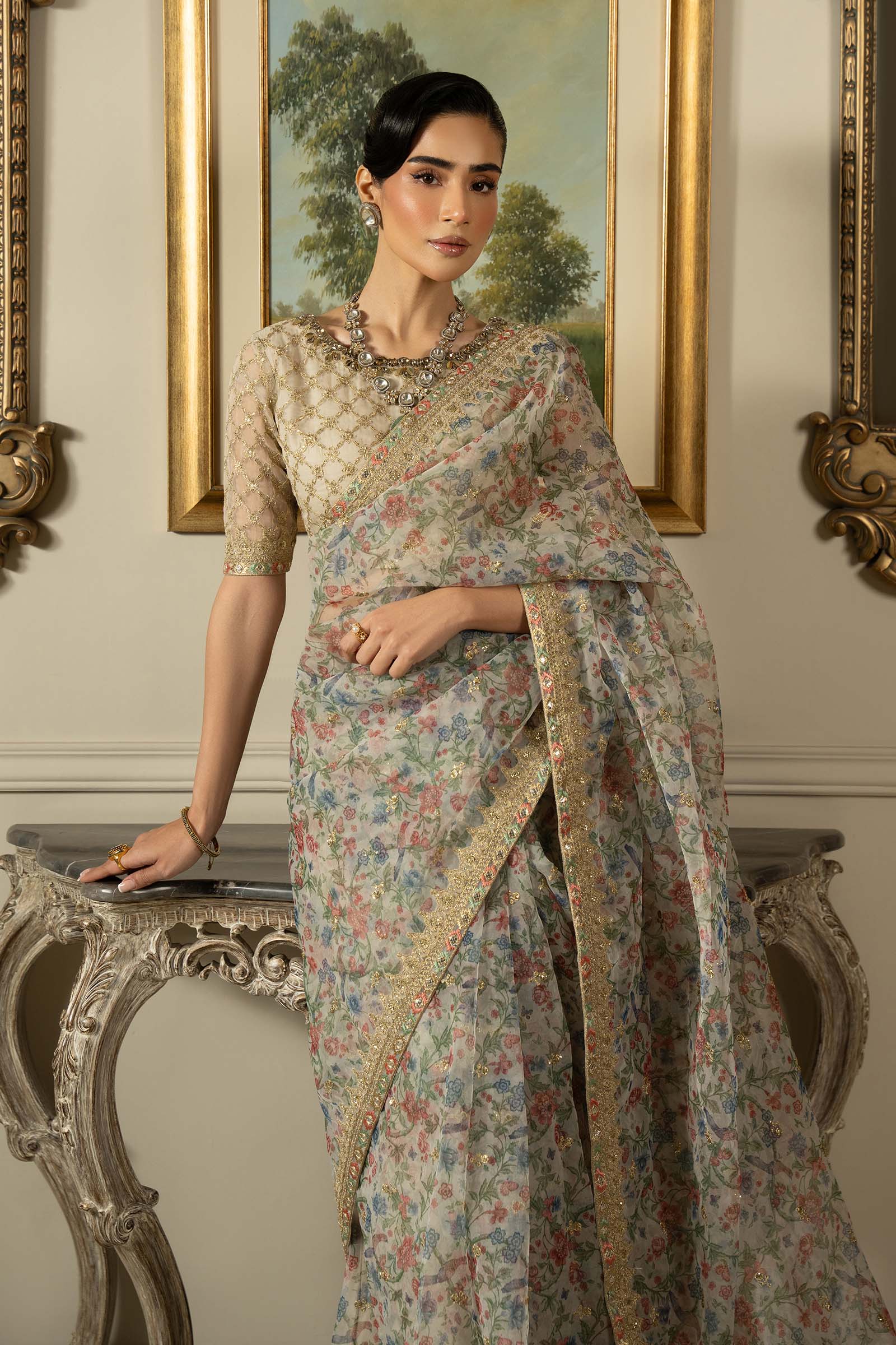 Embroidered Organza Saree