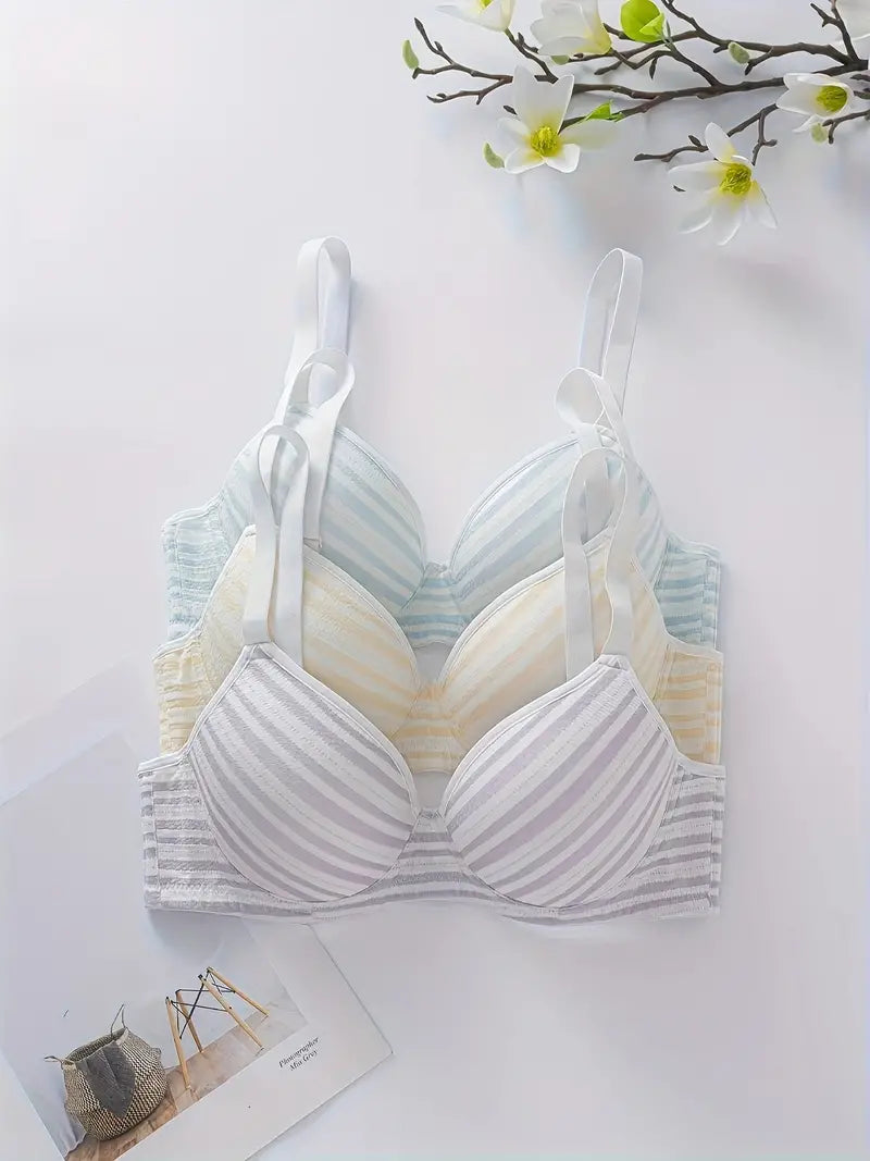 Elegant Striped Push-Up Bras for Women