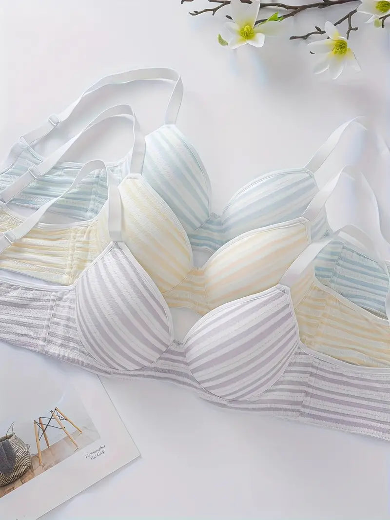 Elegant Striped Push-Up Bras for Women