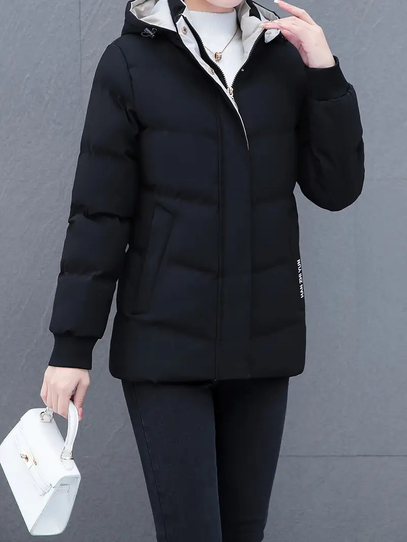 Women'S Autumn And Winter Thickened Padded Jacket, Warm Fleece Sports Outdoor Coat.
