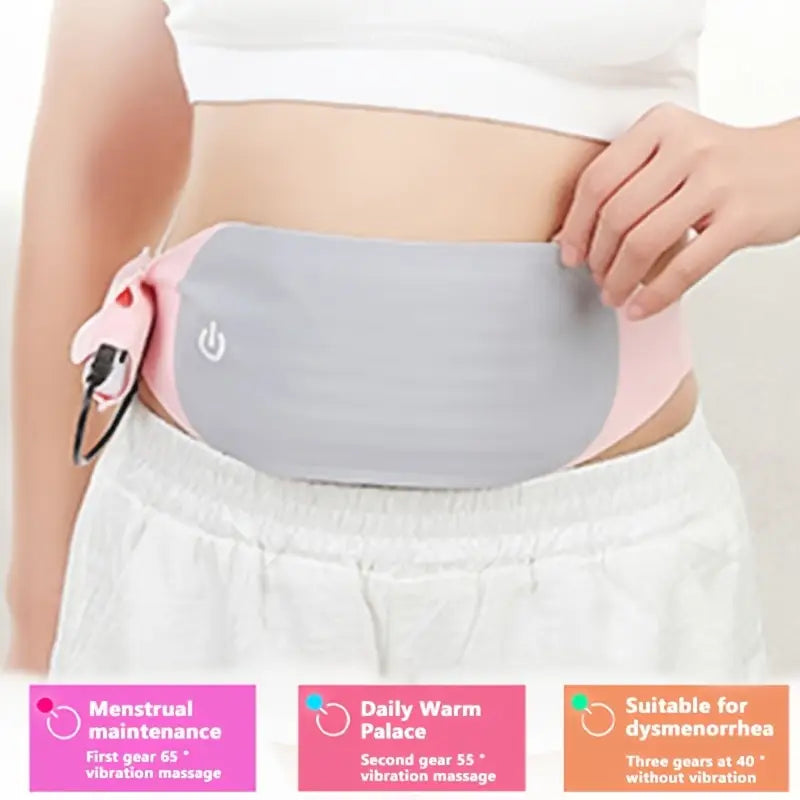 USB Heated Massage Belt for Women, Adjustable Menstrual Warming Support with 3 Temperature Settings - Portable Heat Therapy for Daily Warmth & Menstrual Maintenance, No Battery - Pink